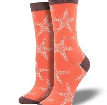 SockSmith Bamboo Women Crew Sea Star Vermillion Cheap