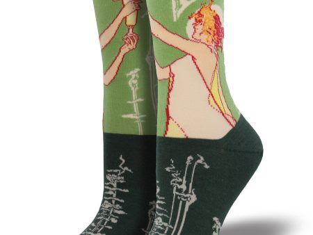 SockSmith Women Crew Absinthe Girl Sage Fashion