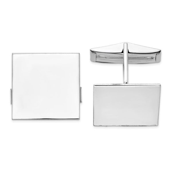 14K Yellow or White Gold Polished Square Cuff Links, 17mm Discount