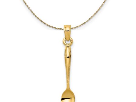 14k Yellow Gold 3D Table Spoon Necklace Online Sale