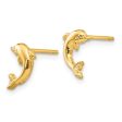 Small 2D Jumping Dolphin Post Earrings in 14k Yellow Gold Online