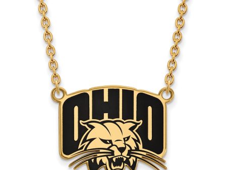 14k Gold Plated Silver Ohio U Large Enamel Pendant Necklace For Discount