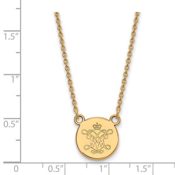 14k Gold Plated Silver William And Mary Small Disc Pendant Necklace For Sale