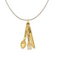 14k Yellow Gold 3D Three Piece Flatware Necklace For Discount