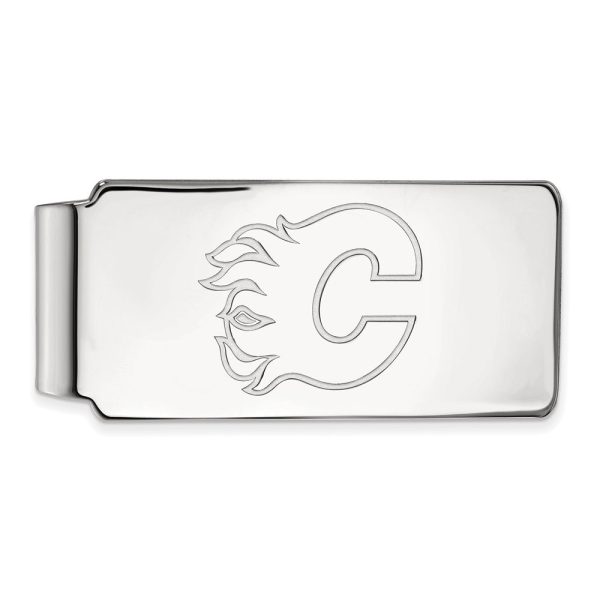 10k White Gold NHL Calgary Flames Money Clip For Discount