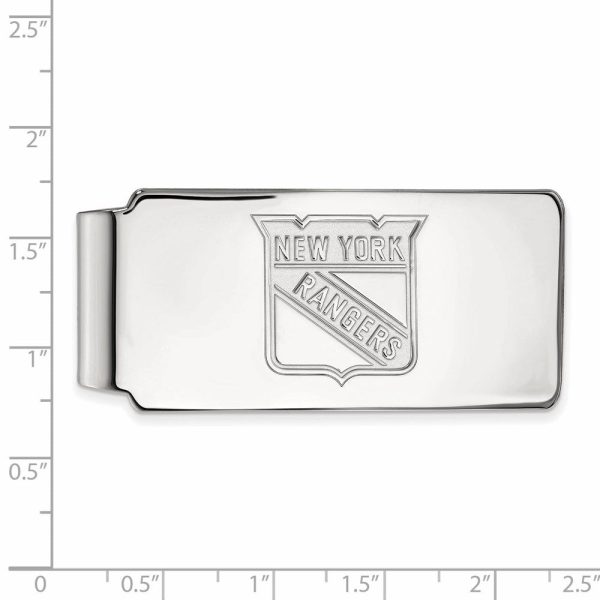 10k White Gold NHL New York Rangers Money Clip For Discount