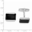 Rhodium Plated Sterling Silver & Black Onyx Cuff Links, 17 x 13mm on Sale