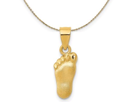 14k Yellow Gold Satin & Diamond Cut Foot Necklace For Discount