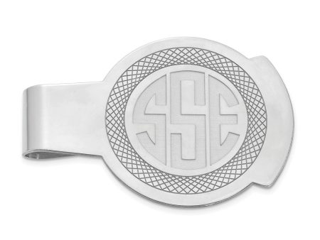 Personalized Recessed Monogram Round Fold Over Money Clip, 33 x 52mm Cheap