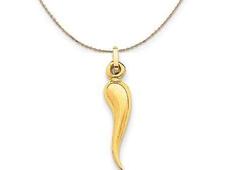 14k Yellow Gold 3D Italian Horn (5 x 25mm) Necklace Hot on Sale