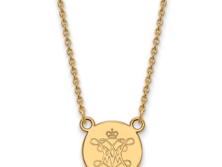 14k Gold Plated Silver William And Mary Small Disc Pendant Necklace For Sale