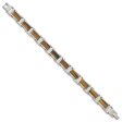 Men s 11mm Stainless Steel & Brown Tiger s Eye Link Bracelet, 8.5 Inch For Cheap