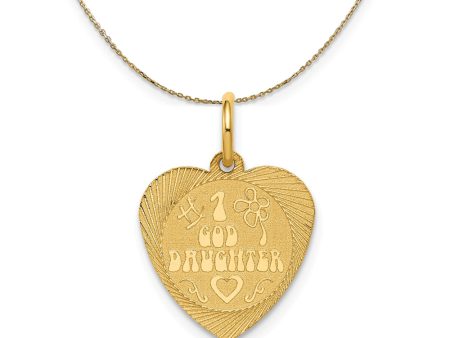 14k Yellow Gold #1 Goddaughter Heart Disc (17mm) Necklace Cheap