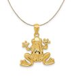 14k Yellow Gold Polished Frog Necklace For Sale