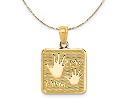 14k Yellow Gold Mom and Me Hands (14mm) Necklace Fashion