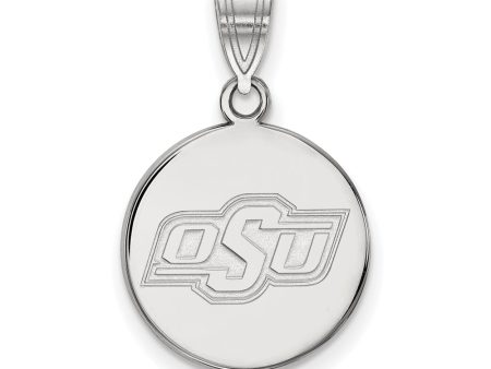 10k White Gold Oklahoma State Medium Disc Pendant Online