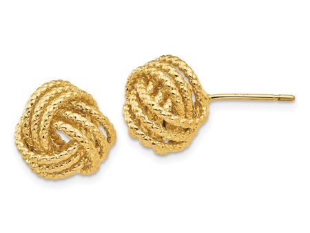 12mm Twisted Rope Love Knot Post Earrings in 14k Yellow Gold Sale