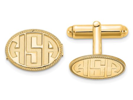 Personalized Recessed Initials Oval with Border Cuff Links, 17 x 12mm Cheap