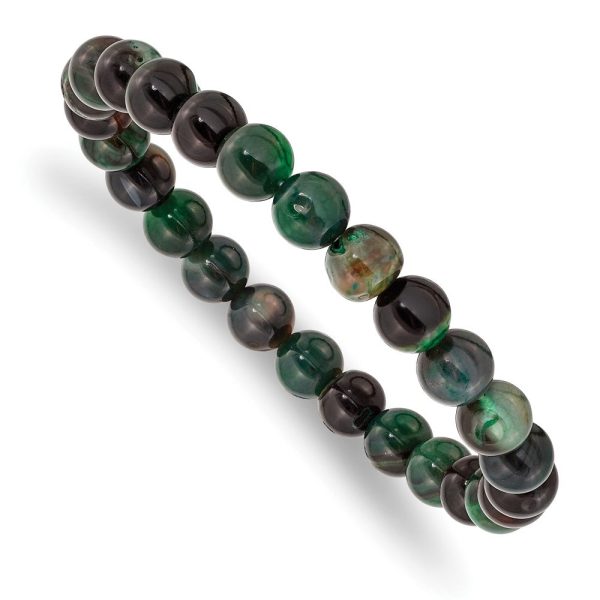 8mm Colorful Agate Beaded Stretch Bracelet, 6.75 Inch Sale