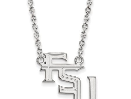 Sterling Silver Florida State Large  FSU  Pendant Necklace on Sale