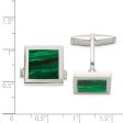 Sterling Silver & Malachite Square Cuff Links, 15mm Cheap