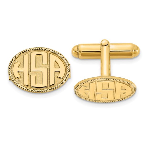 Personalized Raised Initials Oval with Border Cuff Links, 17 x 12mm Supply