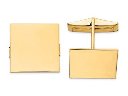 14K Yellow or White Gold Polished Square Cuff Links, 17mm Discount