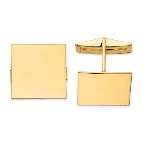 14K Yellow or White Gold Polished Square Cuff Links, 17mm Discount