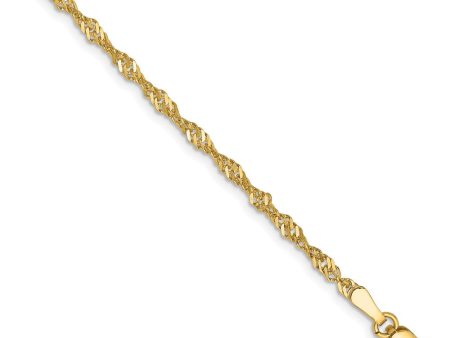 2mm, 14k Yellow Gold, Singapore Chain Bracelet Discount