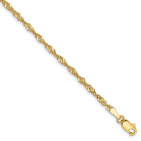 2mm, 14k Yellow Gold, Singapore Chain Bracelet Discount