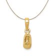 14k Yellow Gold Textured Baby Shoe 5 x 15mm Necklace Cheap