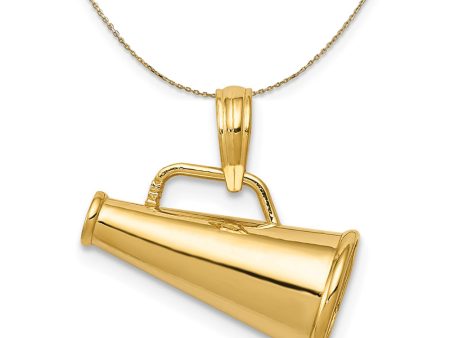 14k Yellow Gold 3D Polished Megaphone Necklace Fashion