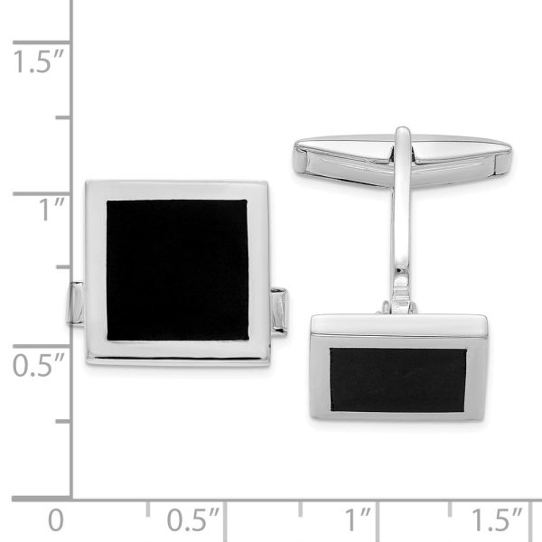 Sterling Silver & Black Onyx Square Cuff Links, 15mm Online Hot Sale