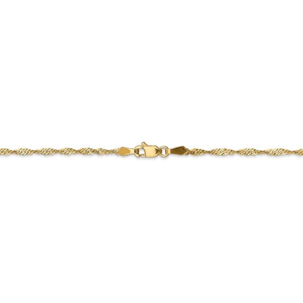 1.6mm 14k Yellow Gold Diamond Cut Singapore Chain Necklace Fashion