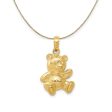 14k Yellow Gold 2D Teddy Bear Pendant, 13 x 22mm Necklace Online now