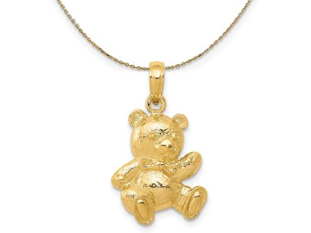 14k Yellow Gold 2D Teddy Bear Pendant, 13 x 22mm Necklace Online now