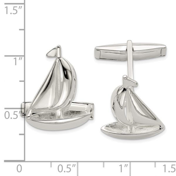 Sterling Silver Sailboat Cuff Links, 15 x 21mm Online now