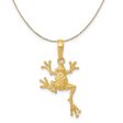 14k Yellow Gold Textured 2D Frog Necklace Online