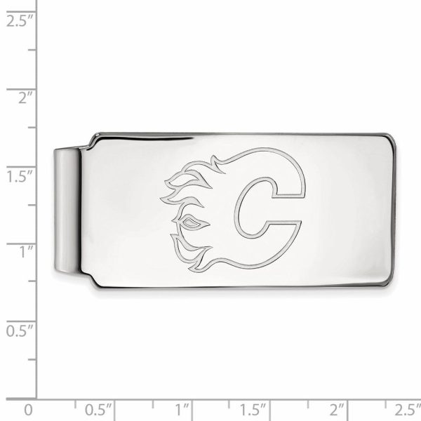 10k White Gold NHL Calgary Flames Money Clip For Discount