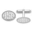 Personalized Raised Initials Oval with Border Cuff Links, 17 x 12mm Supply