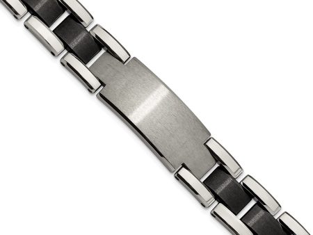 Mens 14mm Tungsten & Black Plated I.D. Panther Link Bracelet, 8.5 inch For Discount