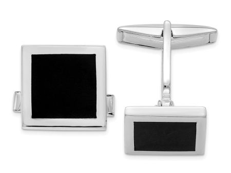 Sterling Silver & Black Onyx Square Cuff Links, 15mm Online Hot Sale