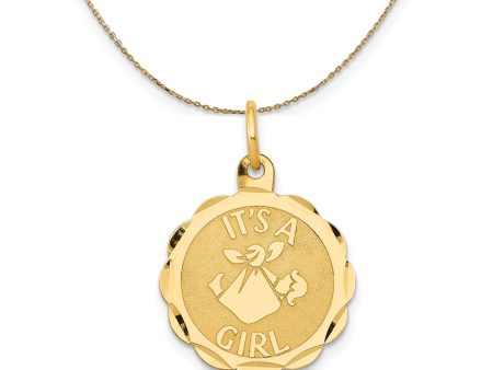 14k Yellow Gold It s A Girl Disc Necklace Sale