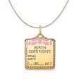 14k Yellow Gold Pink Enamel Birth Certificate (21m) Necklace Online Hot Sale