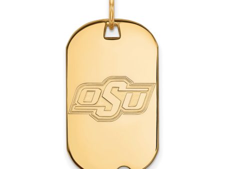 10k Yellow Gold Oklahoma State Dog Tag Pendant For Cheap