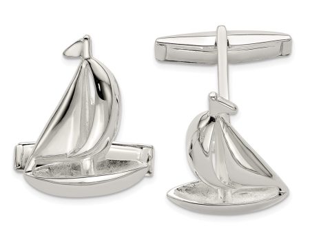 Sterling Silver Sailboat Cuff Links, 15 x 21mm Online now