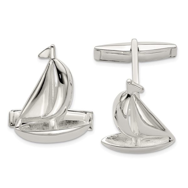 Sterling Silver Sailboat Cuff Links, 15 x 21mm Online now