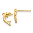 Small 2D Jumping Dolphin Post Earrings in 14k Yellow Gold Online