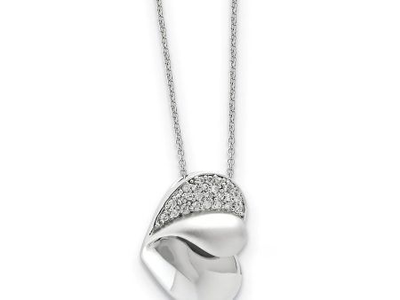 Rhodium Plated Sterling Silver & CZ Glimpse of My Heart Necklace, 18in For Discount