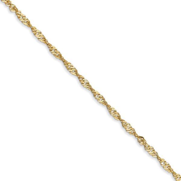 1.6mm 14k Yellow Gold Diamond Cut Singapore Chain Necklace Fashion